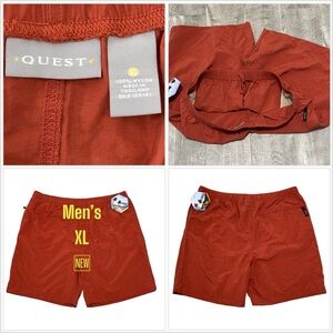 Men's Quest XL Shorts Athletic Rust Back Zipper Pocket Elastic Waist NWT